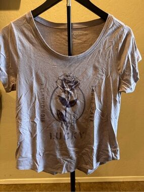 Lucky Brand Lavender Short-Sleeve Graphic Tee with Rose Motif